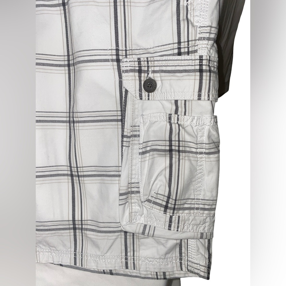 Lee Cargo Shorts Mens Size 40 Waist White Plaid Casual Utility Pockets - Picture 4 of 7